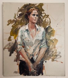Artist 'HERR' Signed Unframed Oil Painting Portrait Of A Woman '07 Purchased In Europe