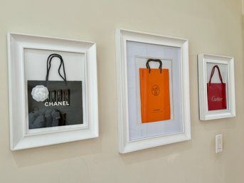 For The Fashionista / THREE Framed Designer Shopping Bags!