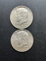 2 Kennedy 40 Silver Half Dollar 1968-D, 1969-D