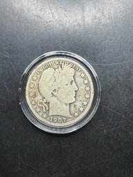 1907-D Barber Silver Half Dollar