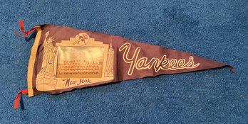 1966 New York Yankees Pennant With Team Photo