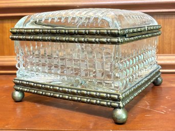 A Castilian Crystal Jewelry Box With Bronze Accents