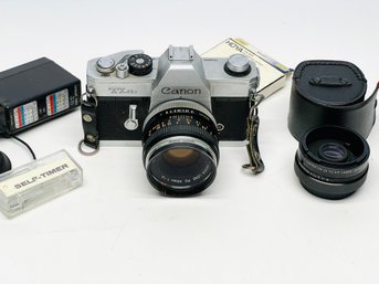 Vintage Canon TLb Camera With Accessories And Bag