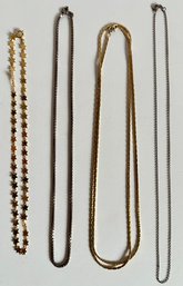 12 Karat Gold Chain Necklaces, 2 Sterling Silver Chains Marked 925 & Star Chain