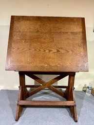 Vintage Oak Drafting Table By Weber