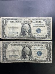 2 $1 Silver Certificates 1935-G, 1935-E
