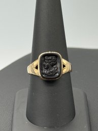 Antique & Impressive Intaglio Ring In 14k Yellow Gold