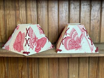 Pair Of Toile Butterfly Lampshades