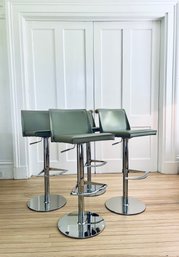 Interlude Home Set Of 4 Grey Leather Adjustable Counter Stools