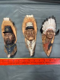 3 Neil J. Rose Resin Scuptures Numbered Wall Hangings 8in