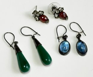 Vintage Jade And Glass Earrings