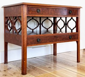 An Early 20th Century, Scrolled, Wood Side Table Or Nightstand