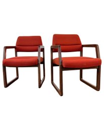 Milo Baughman Style Mid Century Oak Dining Chairs - First Listing ( Lot Two)