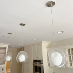 A Set Of 3 Glass Pendant Lights - Kitchen
