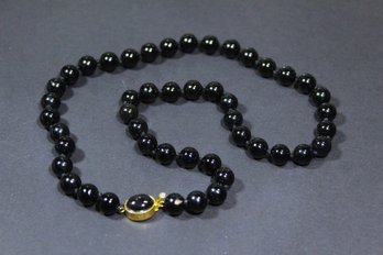 Vintage Fine Genuine Black Onyx Beaded Choker Length Necklace