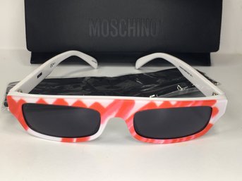 Fabulous Brand New $295 MOSCHINO Red & White Sunglasses With Fantastic Case - Beautiful Item - GREAT GIFT !