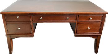 Writing Desk With Drop Front Pull Out Drawer And Protective Glass Top