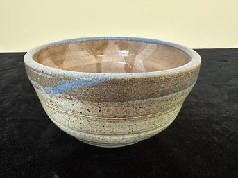 Handmade Spiral Blue Agateware Ceramic Bowl