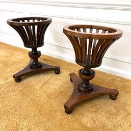 A Pair Of Antique Italian Regency Wood Plant Stands