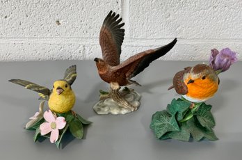 3 Beautiful Lenox Fine Porcelain Birds From 1994 ~ Robin, Warbler & Sentinel ~