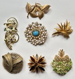 7 Vintage Brooch Pins By Capri, Lister, Trifari & More