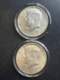 2 1967 Silver Kennedy Half Dollars