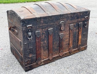 A 19th Century Oak Banded Travel Trunk