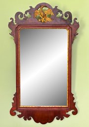A Federal Scrolled Mahogany Mirror With Gilt Eagle