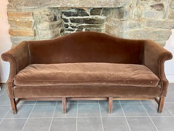 Vintage Camel Back Sofa With Single Down Filled Cushion