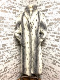 Fantastic Faux Lynx Full Length Coat By Olympia Size Small