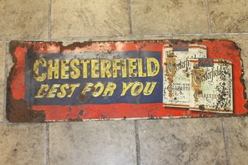 Old Chesterfield Cigarettes Metal Store Display Sign