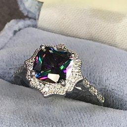 Wonderful Brand New 925 / Sterling Silver Ring With Mystic Topaz And White Sapphires - Very Pretty - NEW !