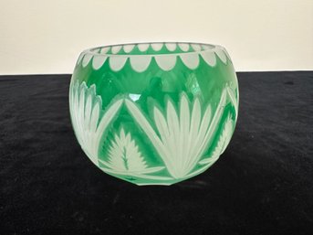 Green And Frosted Glass Bowl