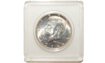 1964 Silver Half Dollar Uncirculated In Acrylic Case