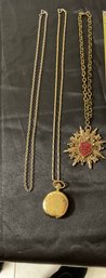 Lot Of 3 Necklace- Gold Tone