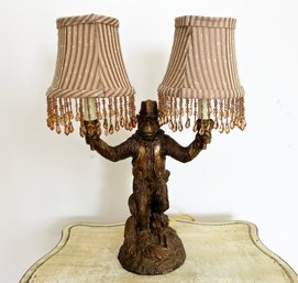 A Monkey Form Accent Lamp In Style Of Bill Huebbe