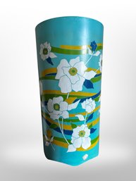 Vintage Mid Century Blue Floral Can