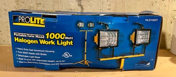 ProLite Portable Twin Head 1000 Watt Halogen Work Lights W/ Adjustable Height - New In Box