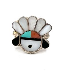 Vintage Native American Sterling Silver Zuni Ring, Size 4