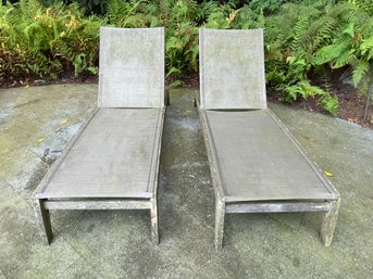 Teak Wood Outdoor Chaise Lounges- A Pair (1 Of 2)