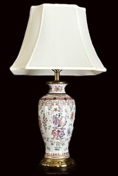Lovely 1940'S Porcelain Garniture Lamp With Silk Shade- Lot 2