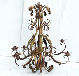 A Vintage Wrought Iron Candle Chandelier