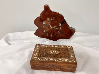 Home Decor - Clock And Decorative Wooden Box