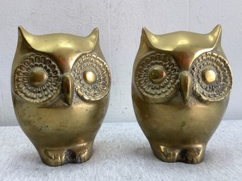 Heavy Brass Owl Bookends