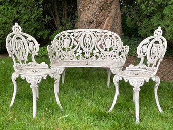 A Vintage Cast Aluminum French Garden Set