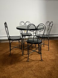 Vintage Wrought Iron Soda Shop Table And Chairs