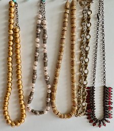5 Necklaces Including Sterling Silver Chain, Marked 925, Some Vintage