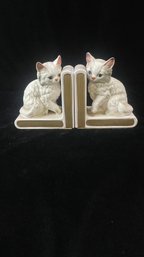 White Kitten Bookends