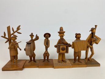 Polish Wooden Musician Figures, Some Signed