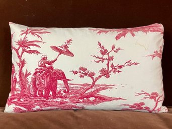 Custom Toile Print Lumbar Pillow Cover With Down Filled Pillow